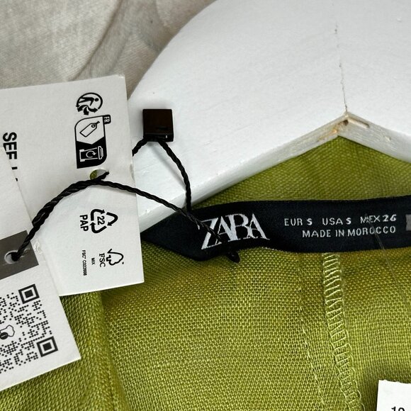 Brilliant Green, Zara Linen Blouse size small - Picture 1 of 7
